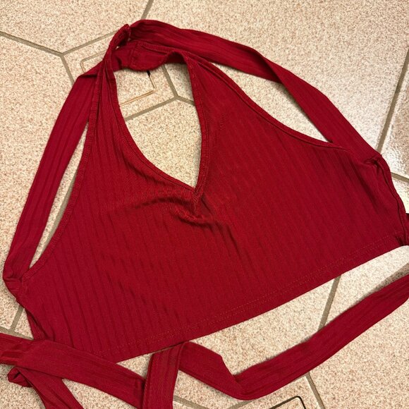 Shein Red V-Neck Crop Top - Picture 1 of 3